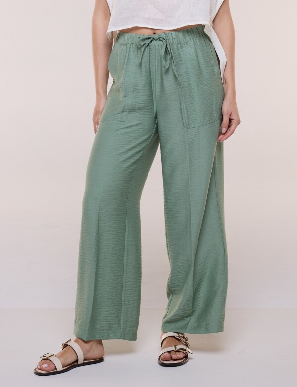 Pantalón Holgado Con Cordón Ajustable Y Bolsillos VERDE
