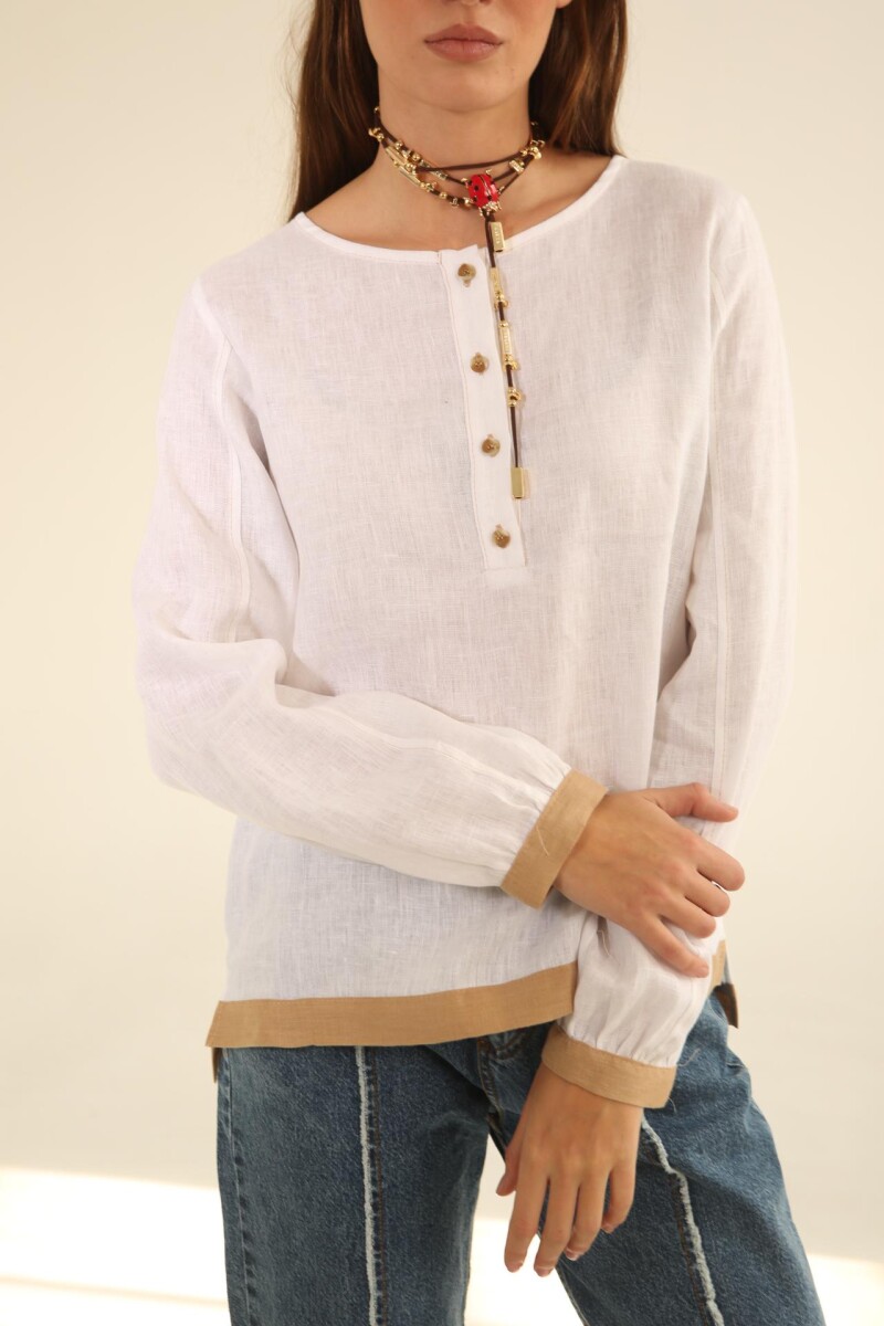 Blusa Lanai Blanco y beige