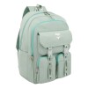 Mochila Trendy Urbana Dama Liviana Con Bolsillos Verde Agua