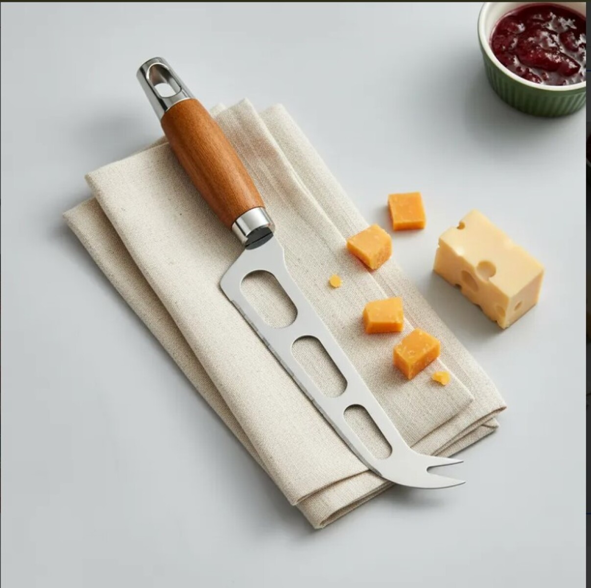 Cuchillo para Queso de Acero Inoxidable con Mango de Madera 28.5cm 