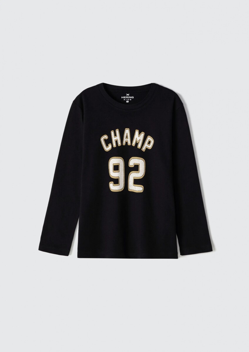 CAMISETA MANGA LARGA INFANTIL CON ESTAMPA - NEGRO 