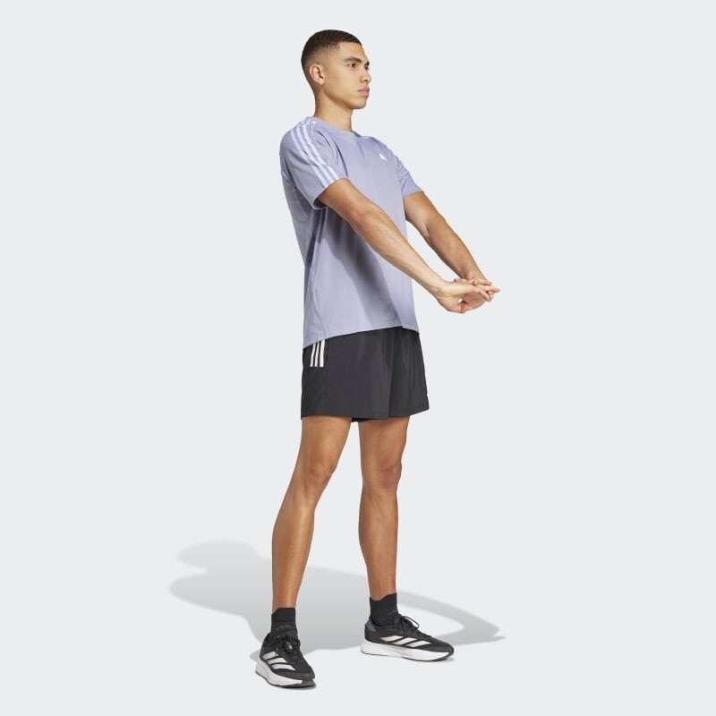 Remera Adidas Own the Run 3 Rayas Violeta
