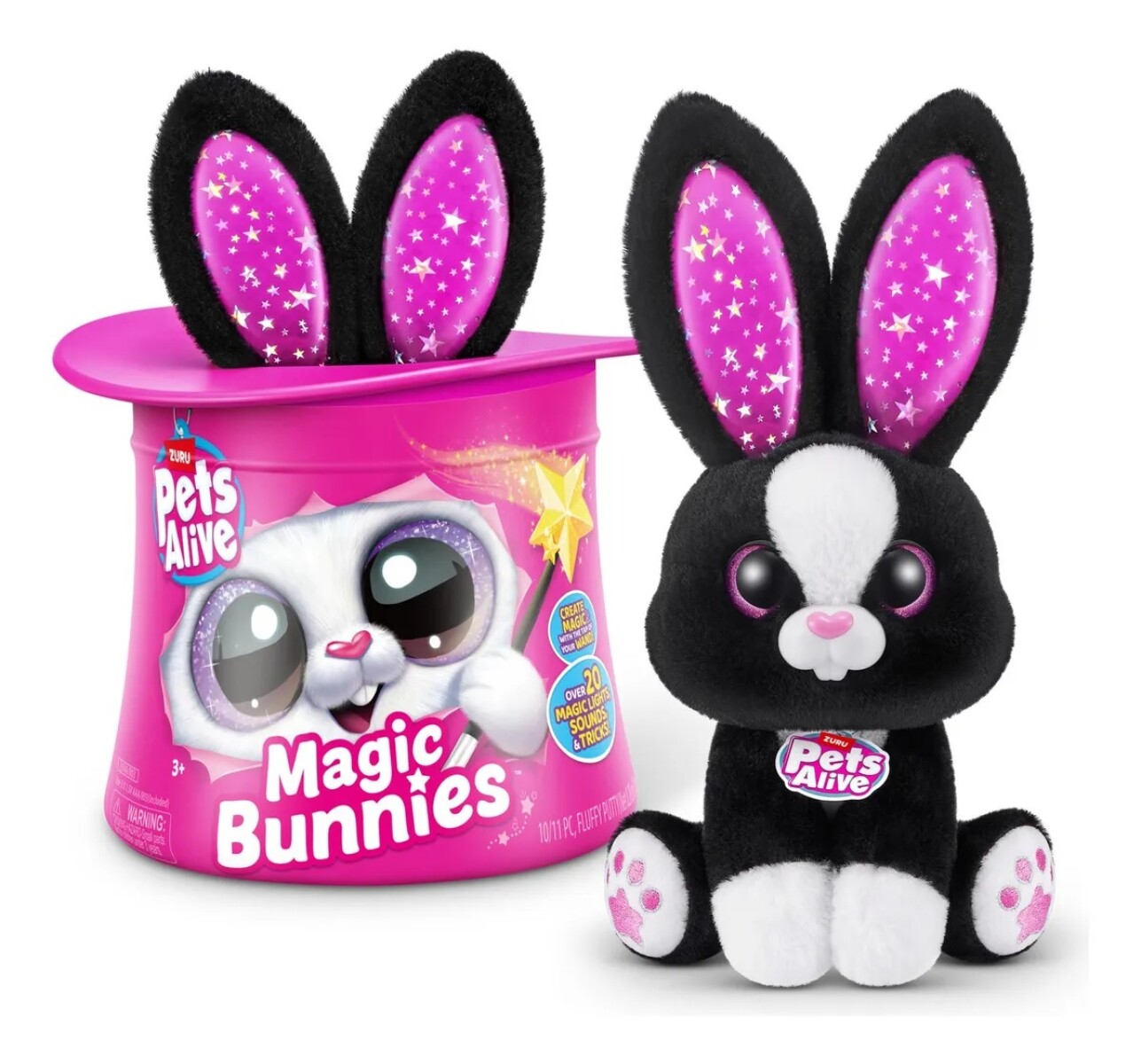 Zuru Pets Alive Magic Bunnies Peluche Conejo Luces Y Sonidos Color Negro 
