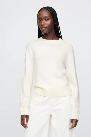 Buzo Cashsoft Cuello Redondo Mujer Ivory Frost