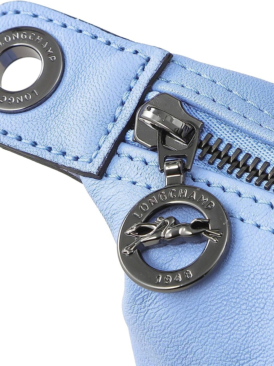 Longchamp -Cartera de cuero plegable, Le pliage cuir Celeste