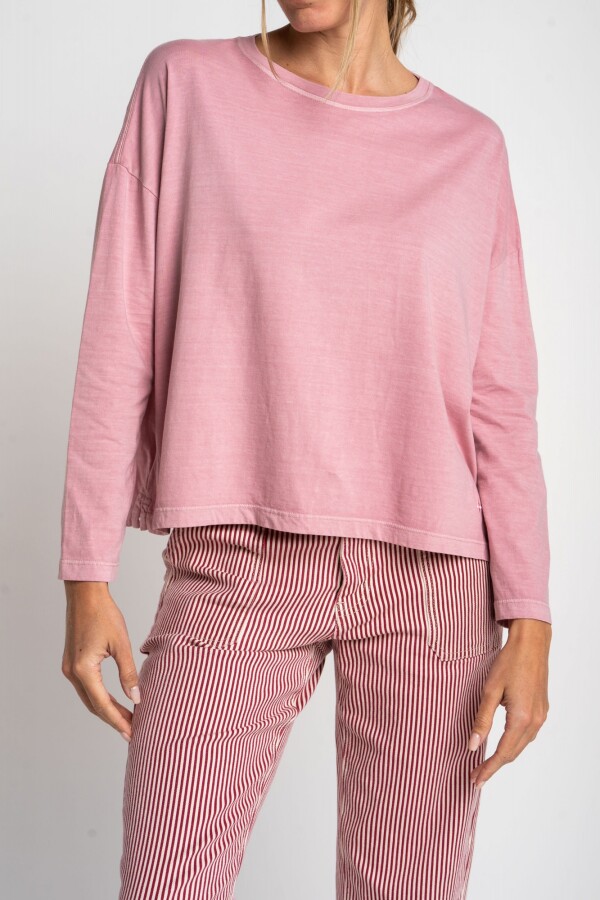 Remera Manga Larga Lavada Rosa