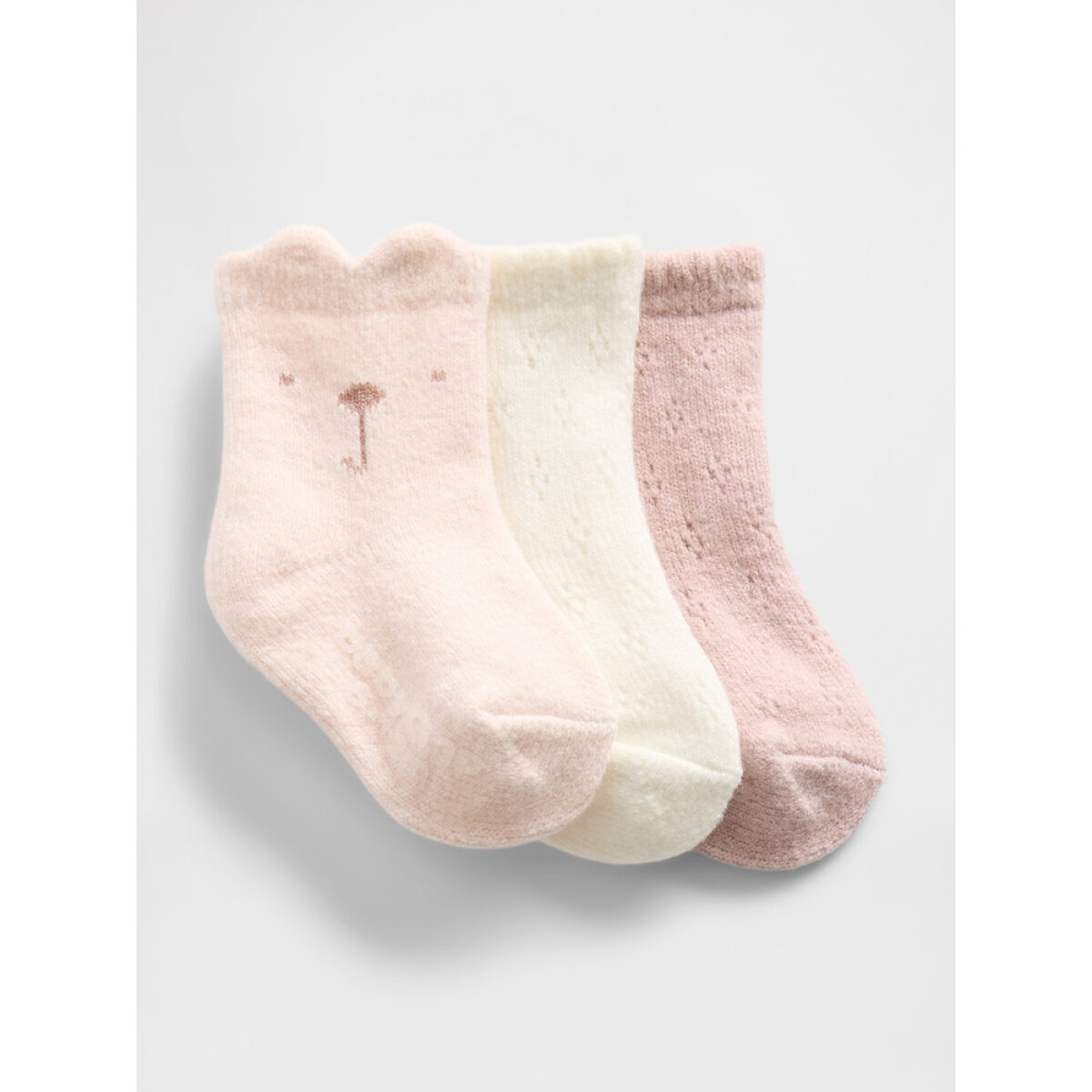 3PK SWEATER SOCKS - DULL ROSE 