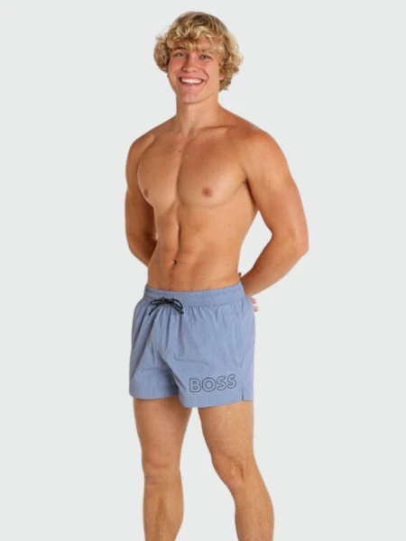 BOSS Black - Bañador Tipo Short Tejido Secado Rápido Celeste