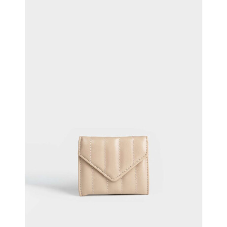 Billetera Puffy Con Solapa Marron Beige