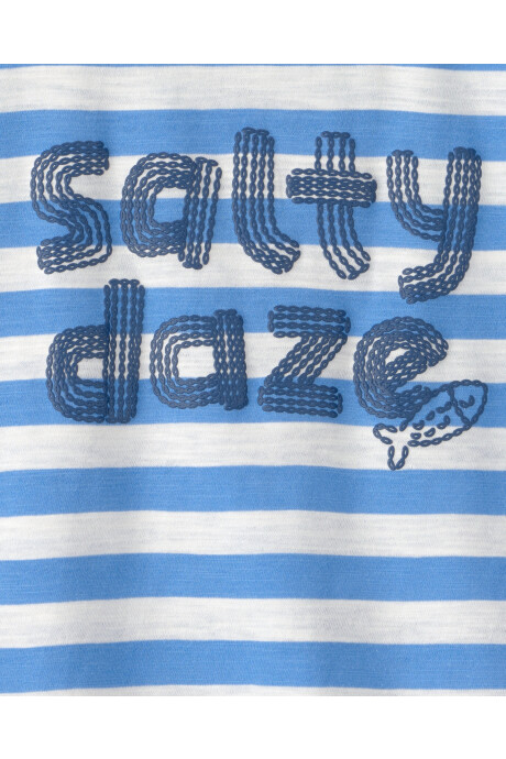 Remera de algodón, manga corta, azul y blanca, diseño a rayas Remera de algodón, manga corta, azul y blanca, diseño a rayas