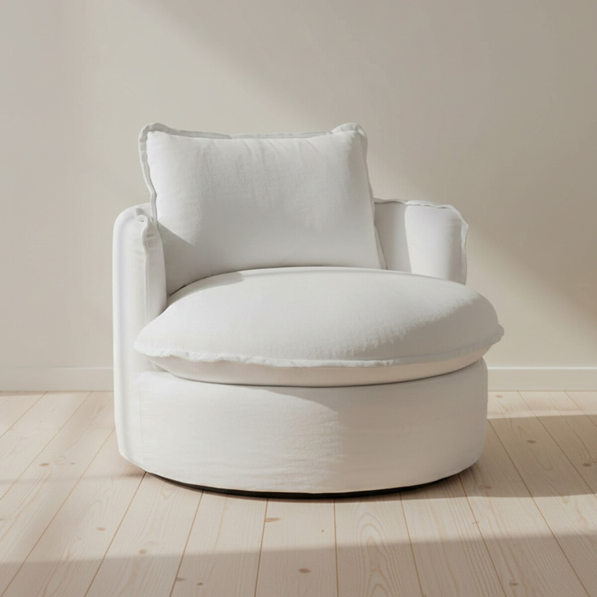 SILLON GIRATORIO - 1 CUERPO TELA BLANCO EMMA 