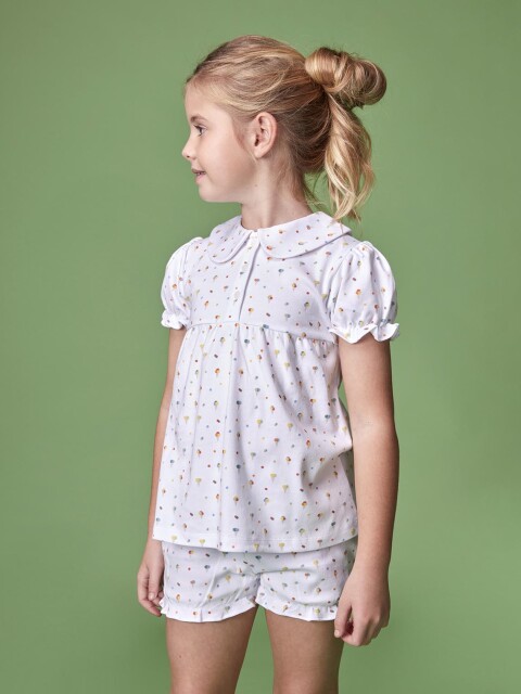 Pijama Estampado Helados Blanco