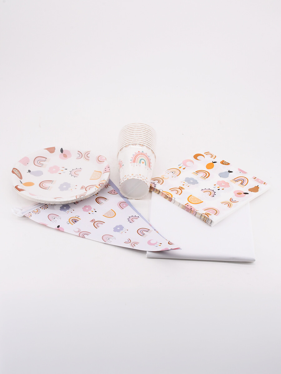 PARTY SET ARCOIRIS - BLANCO 