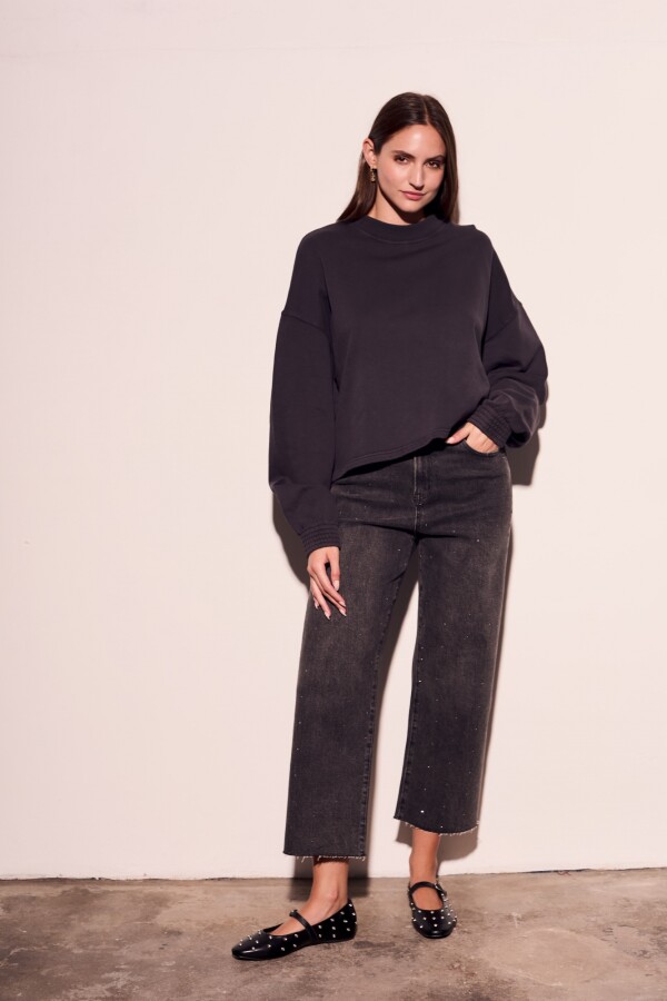 Sweater Algodón Lavado Negro Lavado