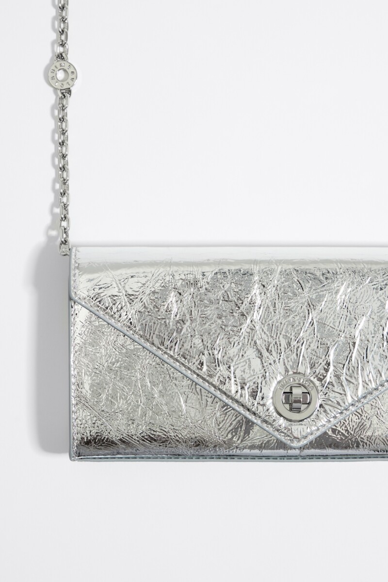 BOLSO SOLAPA MINI PIEL Plata