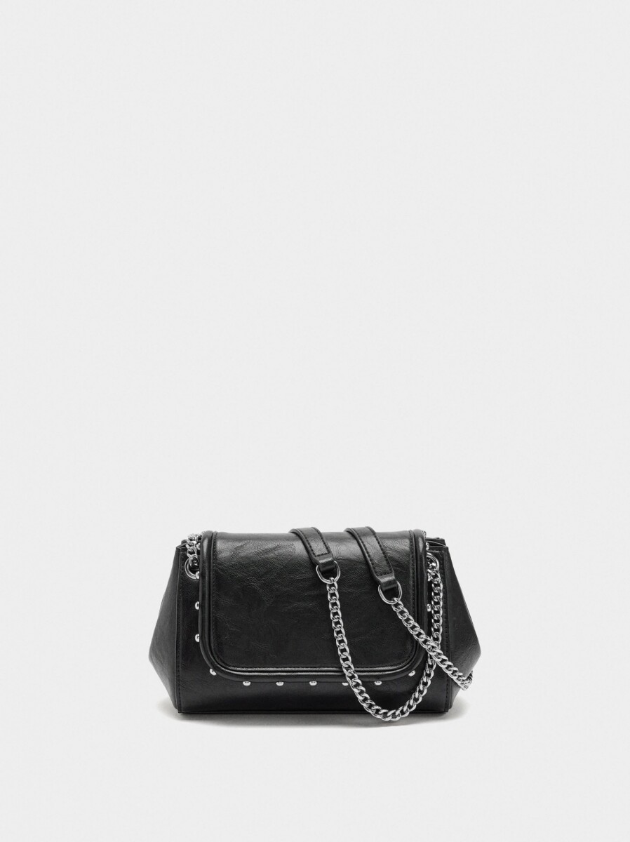 Bolso De Hombro Con Solapa Y Tachuelas - negro 
