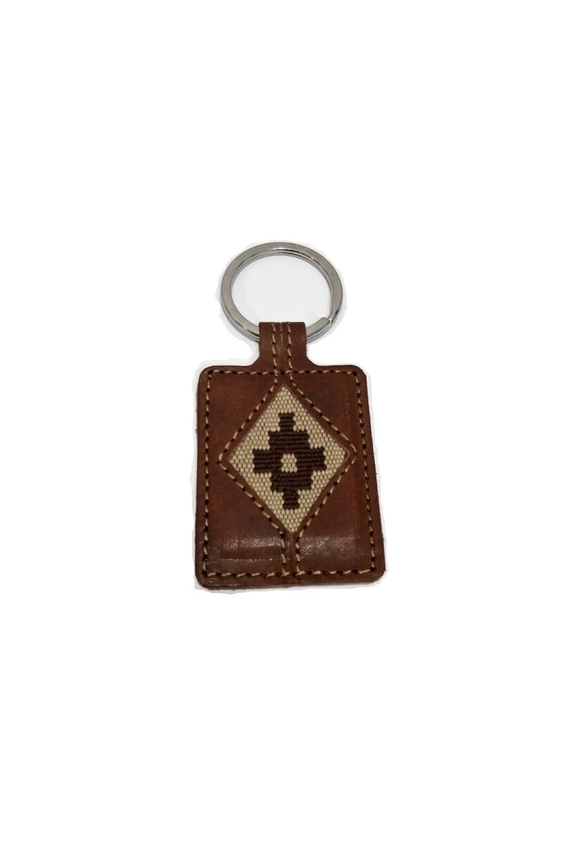 llavero de cuero rectangular Marron