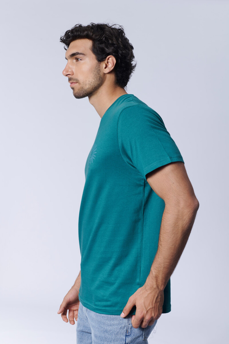 Remera Estampa Sol Verde Petróleo
