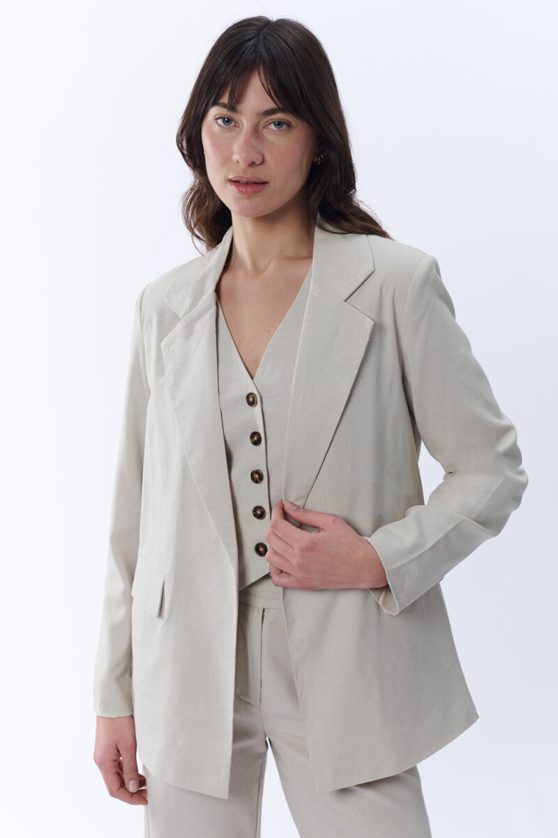 Blazer con lino Beige