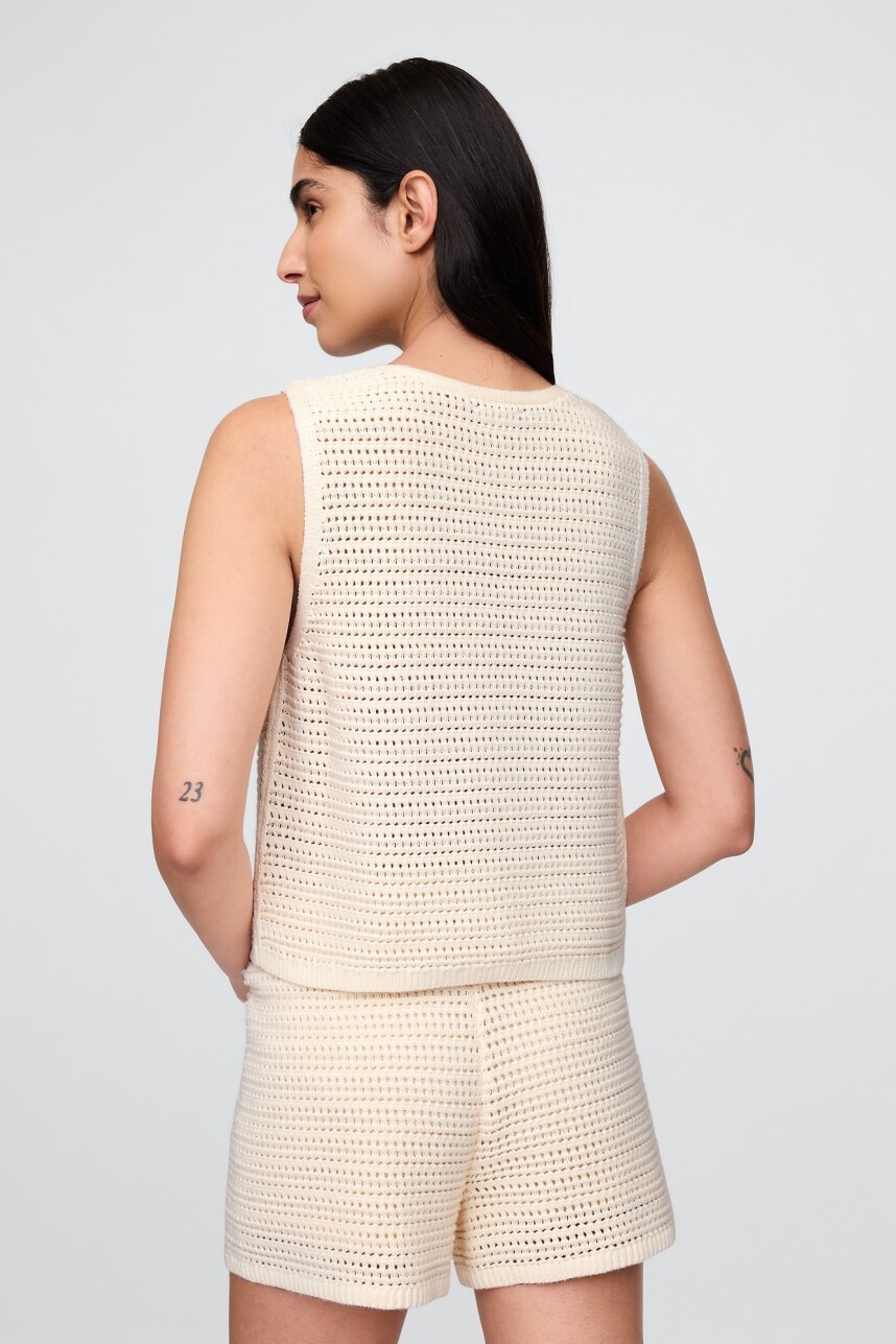 Chaleco Crochet Mujer Ivory Frost