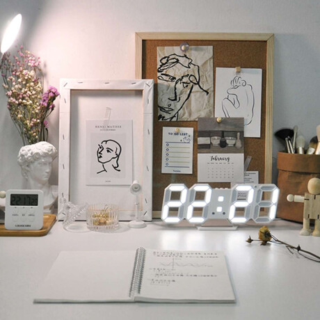 Reloj Digital 3D Blanco