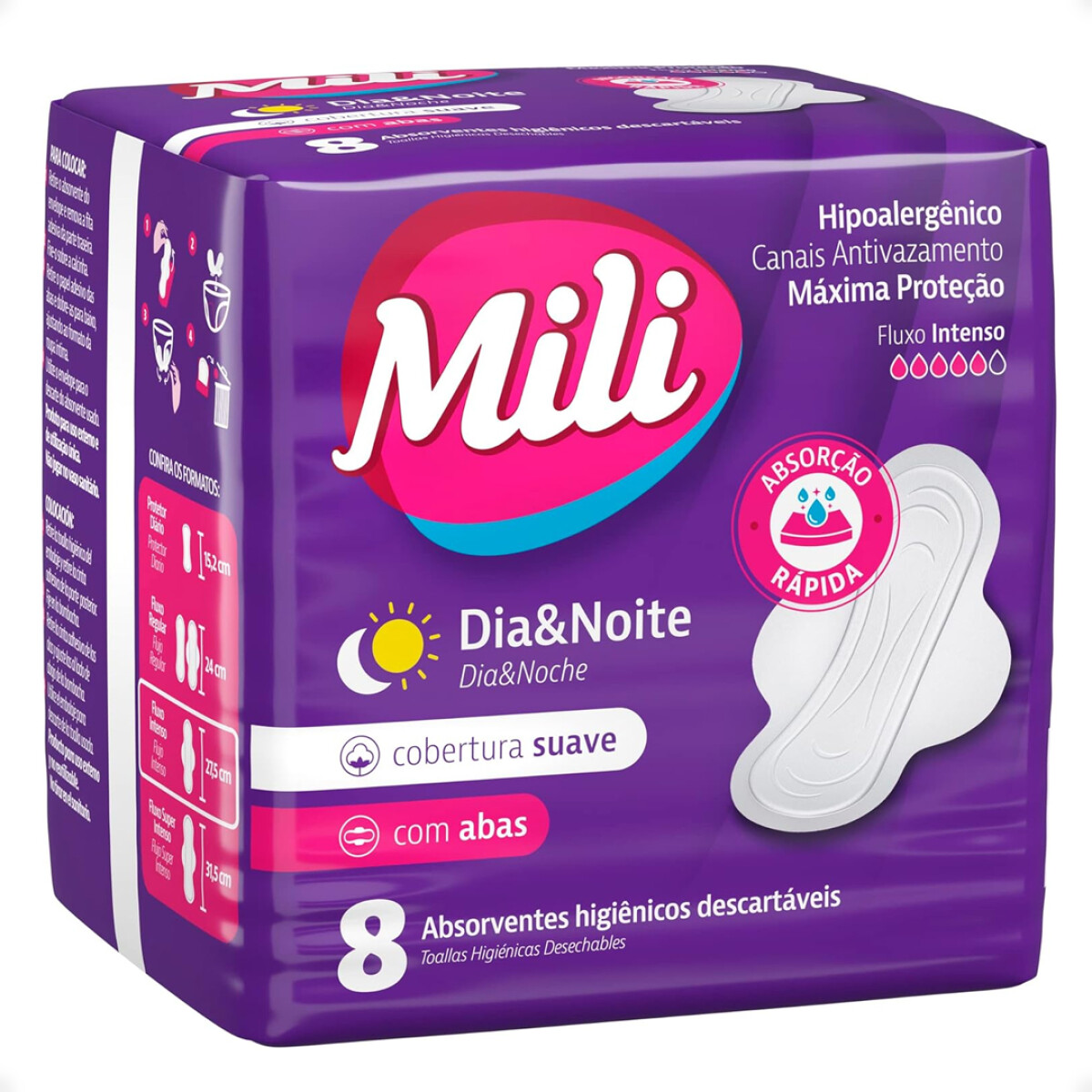 Mili Día & Noche Suave Con Alas - X8 Unidades 