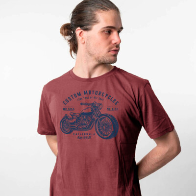 T-Shirt Print Motor Marsala