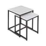 SET 2 MESAS METAL/MARMOL BLANCO Y NEGRO 45x45x52CM 40X40X45CM SET 2 MESAS METAL/MARMOL BLANCO Y NEGRO 45x45x52CM 40X40X45CM