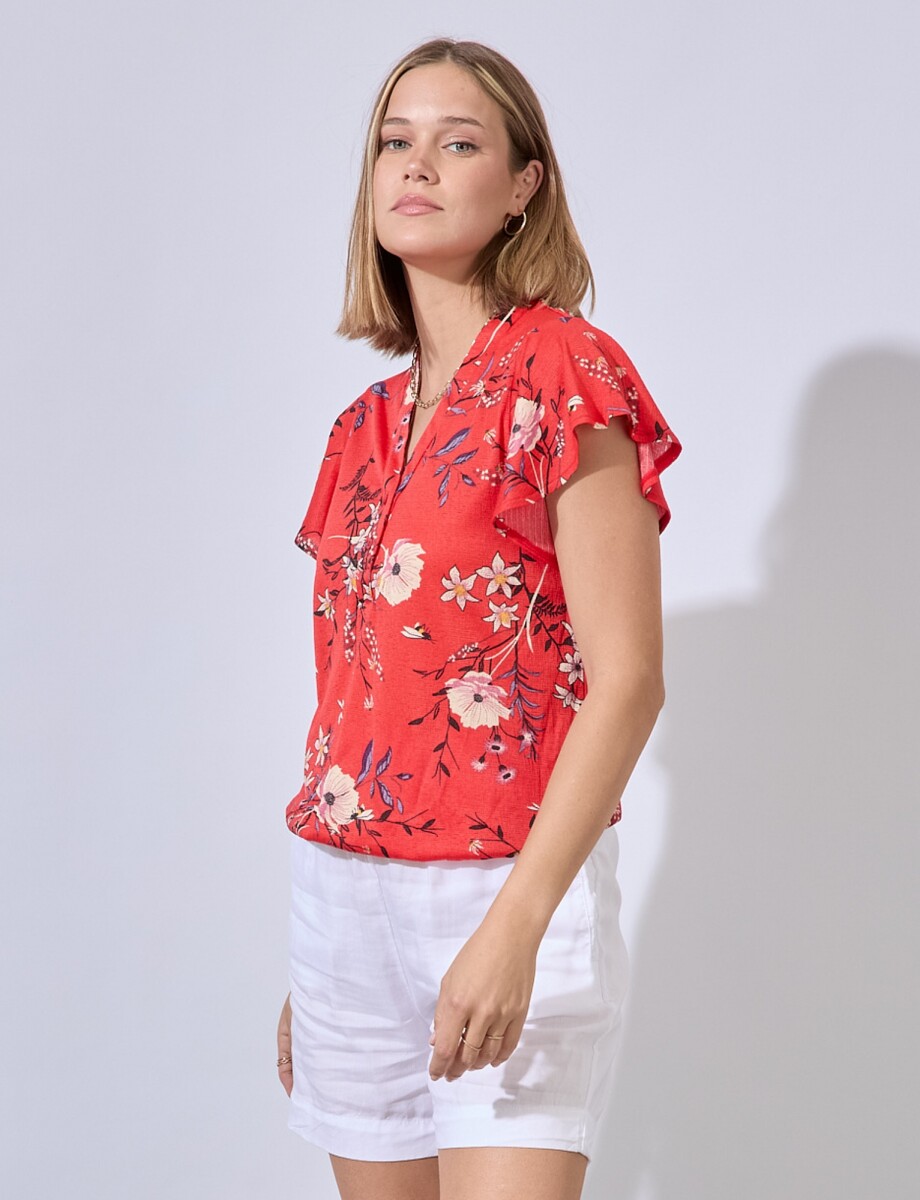 Blusa Flores - Rojo/multi 