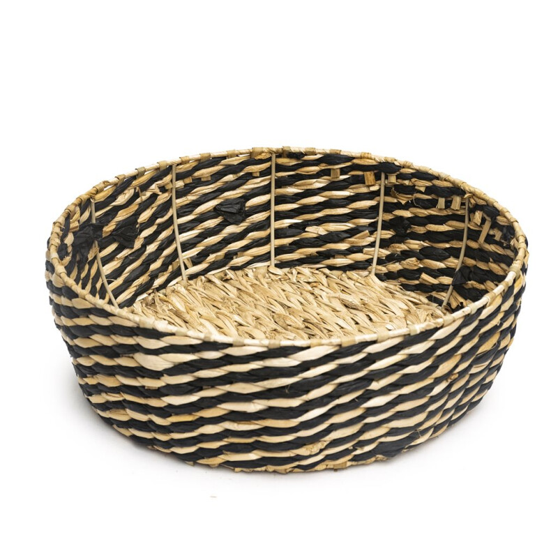 Canasta Decorativa Redonda De Fibra Natural - Mediana Canasta Decorativa Redonda De Fibra Natural - Mediana