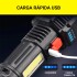 Linterna Luz Recargable USB Camping Táctica 5 Leds Portatil Variante Color Negro