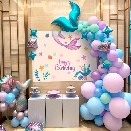 Set Globos N17 Sirena 87p Decoración Arco Cumpleaños Set Globos N17 Sirena 87p Decoración Arco Cumpleaños