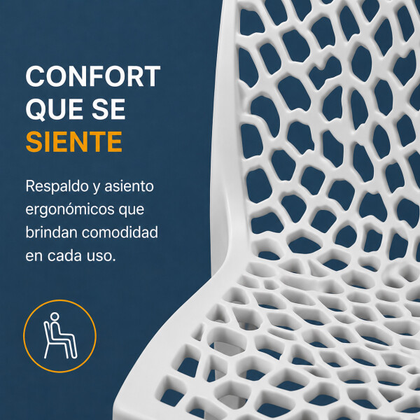 Silla Comedor ComboHome Gruvyer Pack X4 Blanco 1