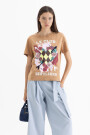 Remera Fleurs Camel