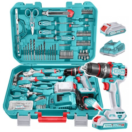 Set De Taladro Percutor 20v 66Nm Y Herramientas Manuales - 165 Piezas Set De Taladro Percutor 20v 66Nm Y Herramientas Manuales - 165 Piezas