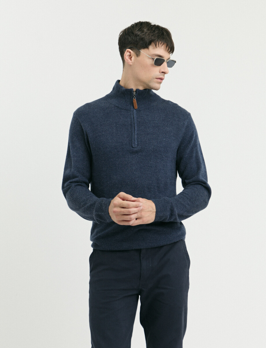 470415 REMERA HARRINGTON LABEL Azul Melange
