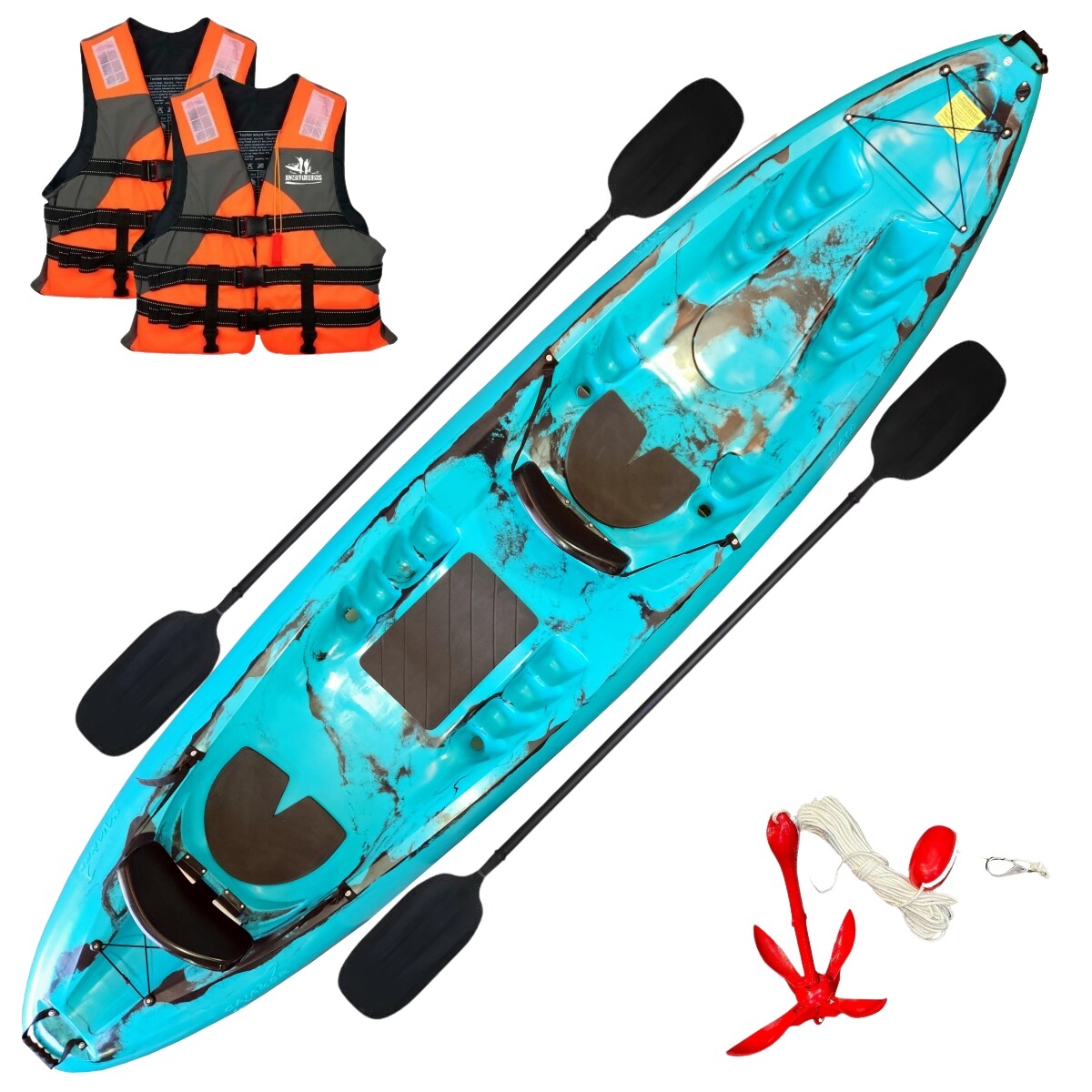 Kayak Raia triplo 2 adultos + 1 niño - Caiaker - Azul neon 
