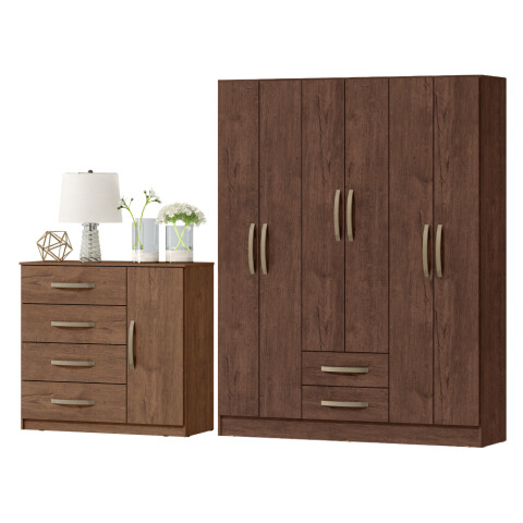 Combo Armario 6 Puertas y Cómoda - MDP - Dakar Combo Armario 6 Puertas y Cómoda - MDP - Dakar
