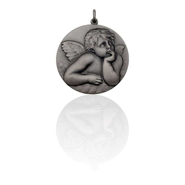 Dije Ángel de la guarda-Plata 925 quemada-Sin Piedra-CP3122 Sinpiedra