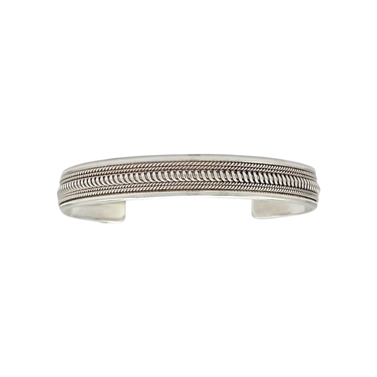 Brazalete tejido con borde-Plata 925-Sin Piedra-BR3041 - sinpiedra 