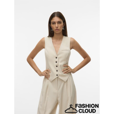 VMTROIAN SL PINTRIPE TAILORED VEST OATMEAL