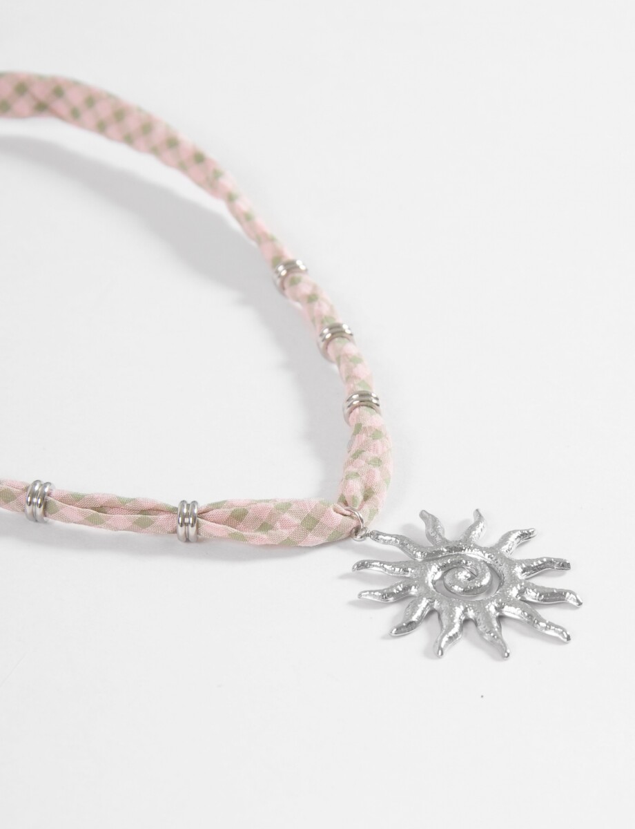Collar acero cordón dije sol - plateado 