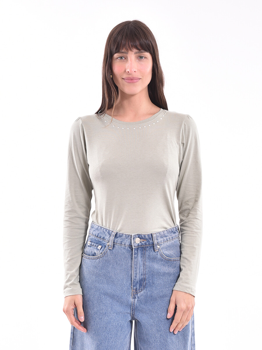 REMERA EVITA - VERDE GRISACEO 