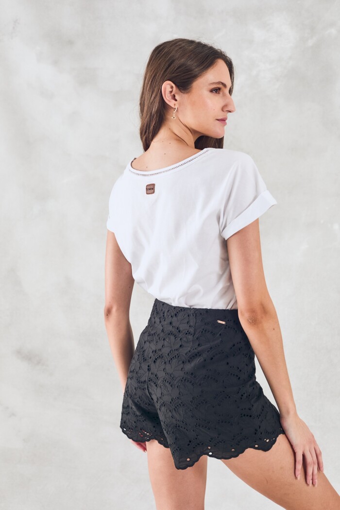 Remera Algodón Peinado Blanco