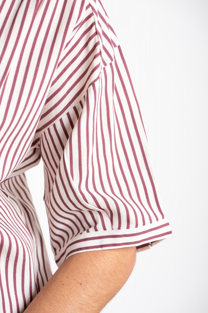 Camisa Rayada Burdeos
