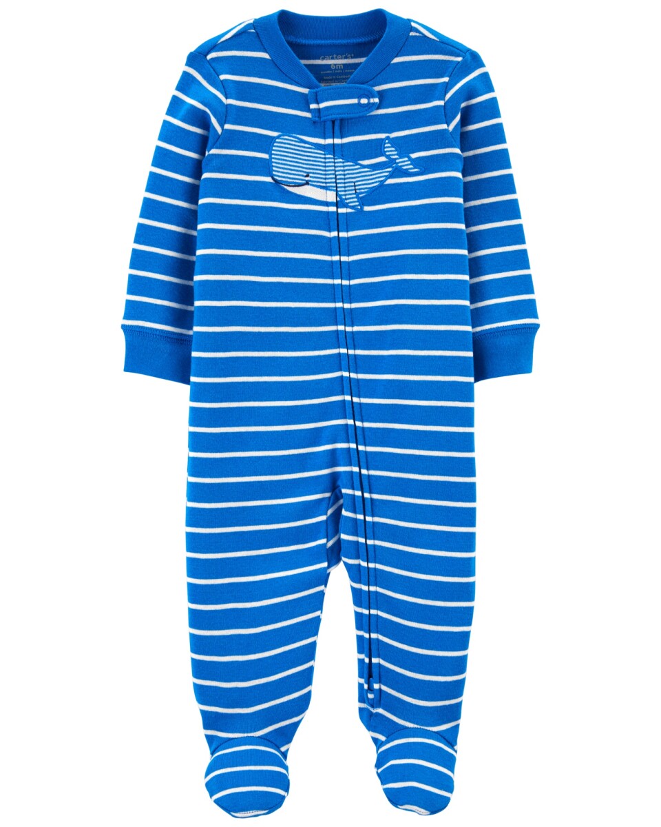 Pijama de algodón con pie y estampa ballena 