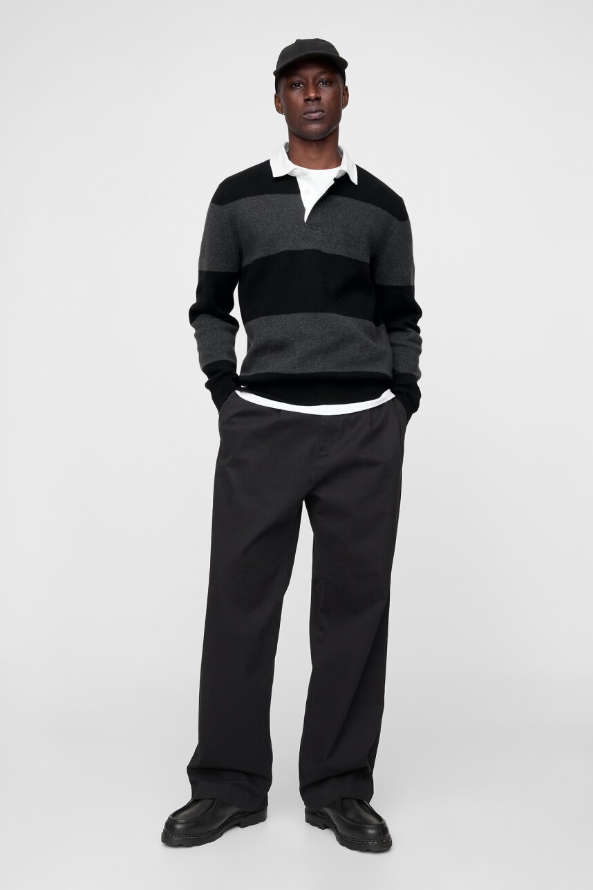 Buzo Tipo Polo A Rayas Hombre Grey Multi Stripe V2