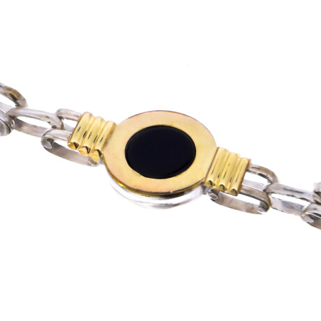 Pulsera de plata 925 y double en oro 18 ktes con onix. Pulsera de plata 925 y double en oro 18 ktes con onix.