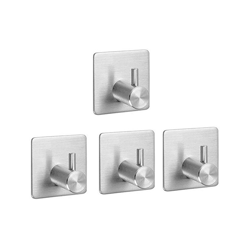 Kit 4 Ganchos perchero metálico adhesivo PLATEADO