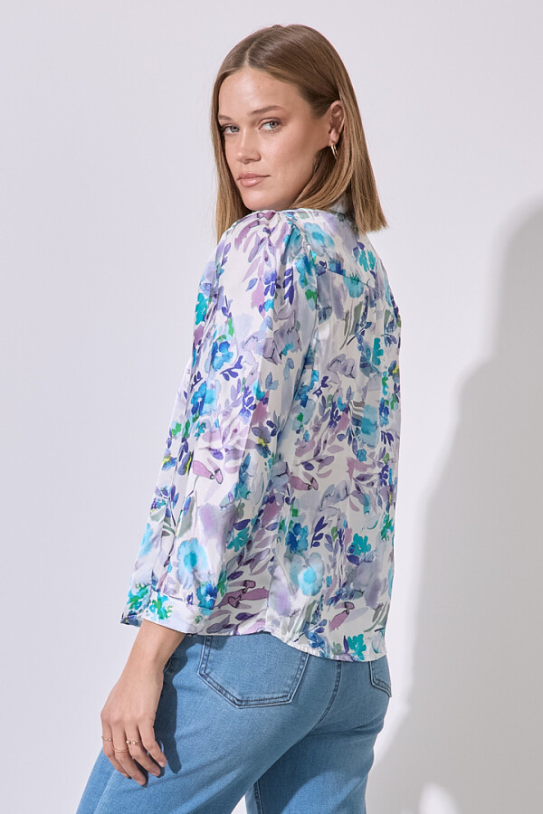 Blusa Saten Flores MULTI/LAVANDA